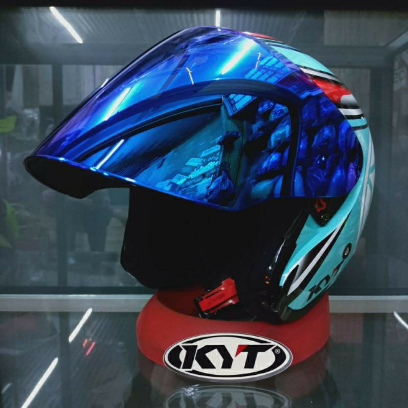 HELM KYT KYOTO AQUAMARINE KACA VENOM BLUE