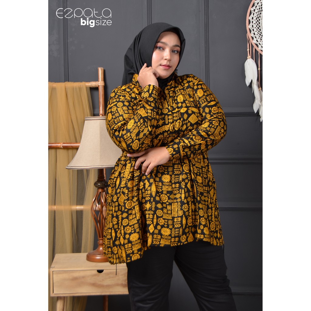 Tunik Wanita Bigsize Jumbo Katun Rayon LD 130 cm LD 140 cm Motif Etnik Terbaru