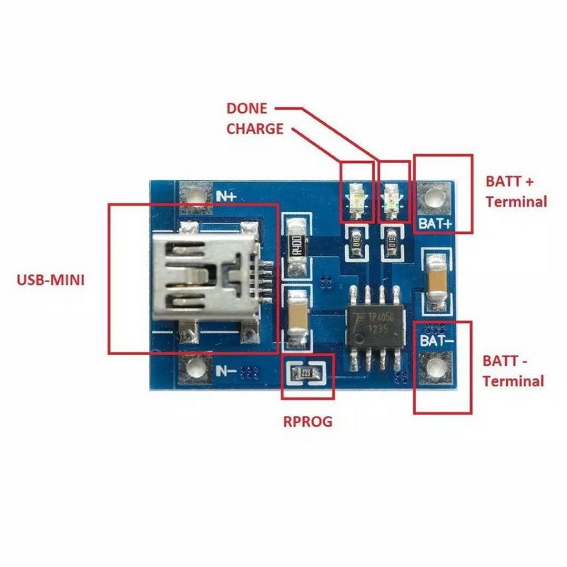 Modul Charger Baterai Batre 18650 Powerbaank 5V Lion  TP4056 5V 1A