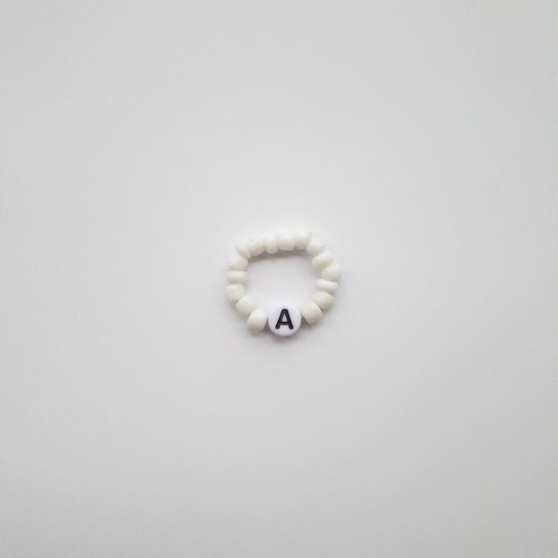 11.11 CINCIN MANIK INISIAL HURUF WARNA HITAM DAN PUTIH | CINCIN NAMA | CINCIN COUPLE SIMPEL BANDUNG