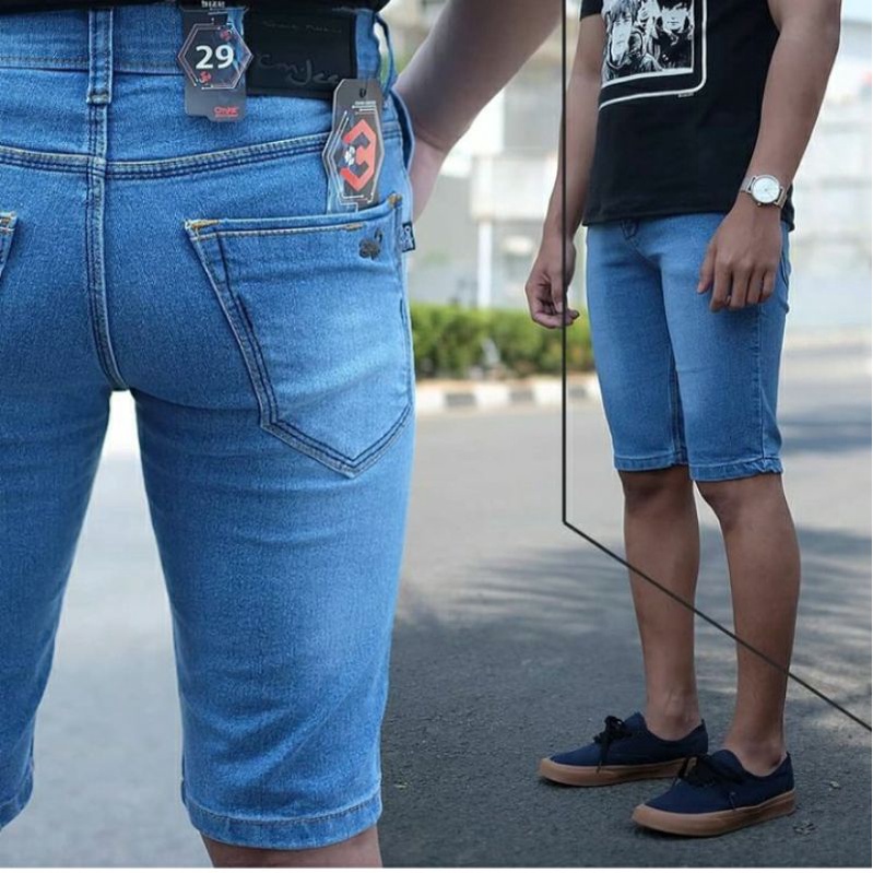 CELANA JEANS PENDEK PRIA LAKI LAKI COWO COWOK JINS DENIM CELANA murah dewasa DISTRO straight hitam