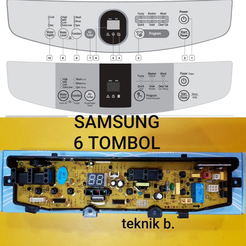 MODUL PCB Mesin Cuci SAMSUNG WA90F4 WA90V4 WA80V4 WA70V4 WA60V4 WA85W9