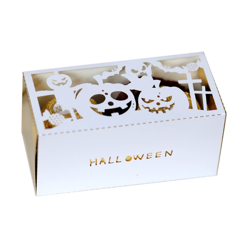 Zzz 100Pcs Kotak Permen / Cokelat Desain Labu / Hantu / Kelelawar Hollow Out Untuk Pesta Halloween