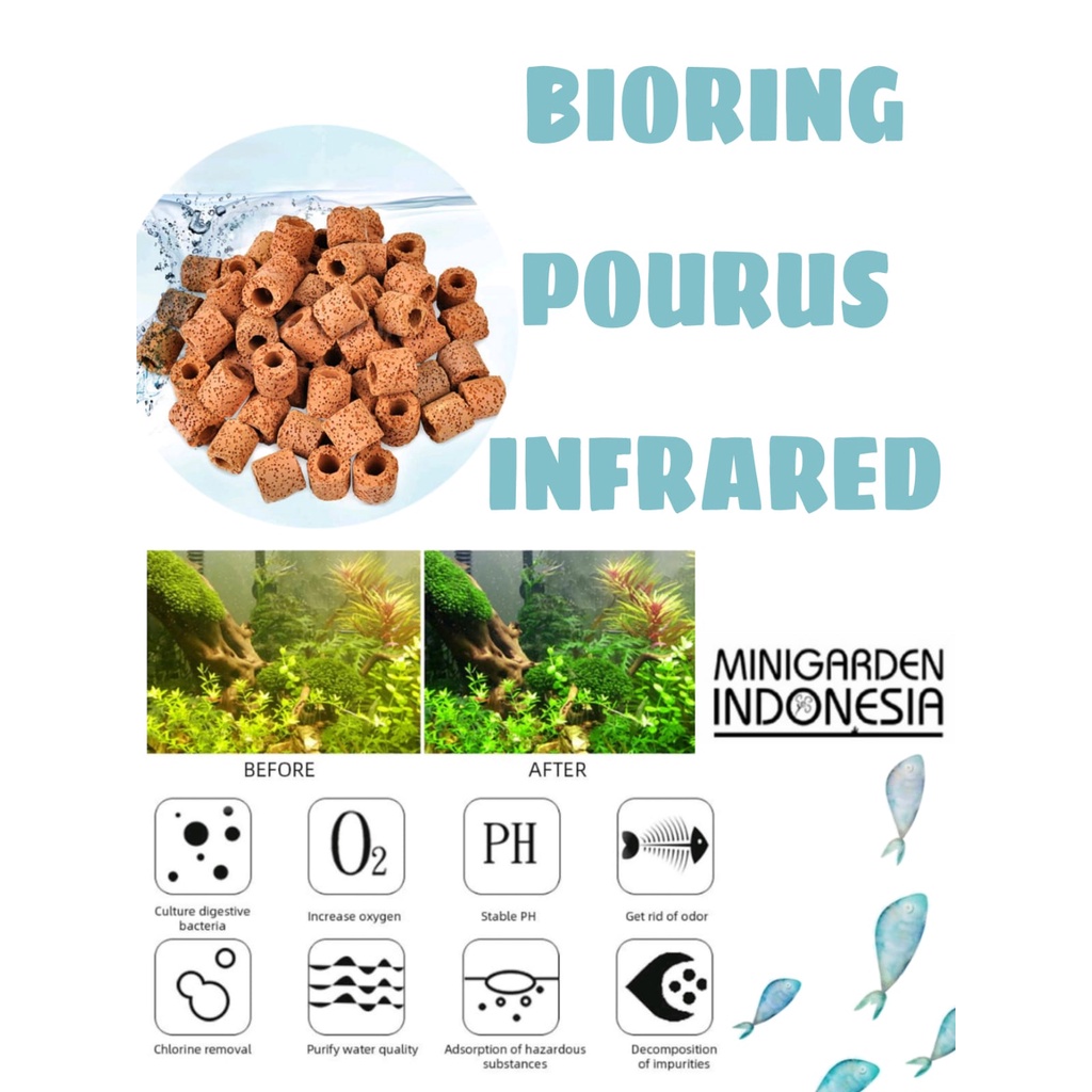 BIORING PORI POURUS INFRARED MERAH media filter biologis rumah bakteri