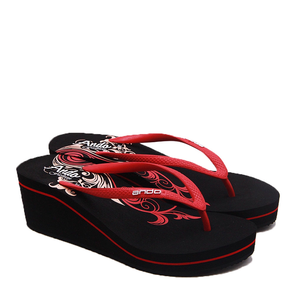 Ando Sandal Jepit Wedges Casual Wanita Maura HAK 6 CM Size 36-40