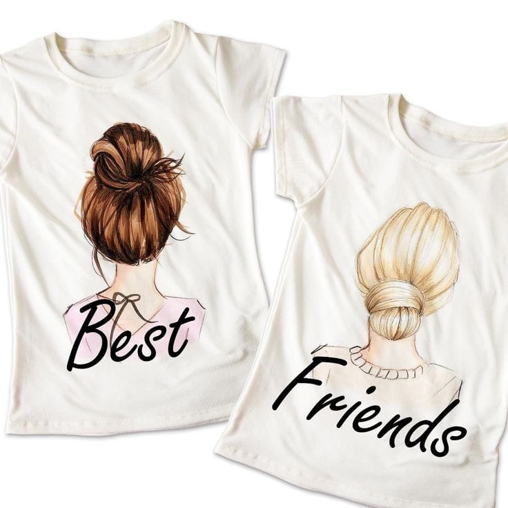 MYSTIQUE.ID-BAJU KAOS COUPLE BEST FRIENDS T-SHIRT LUCU DAN AESTHETIC