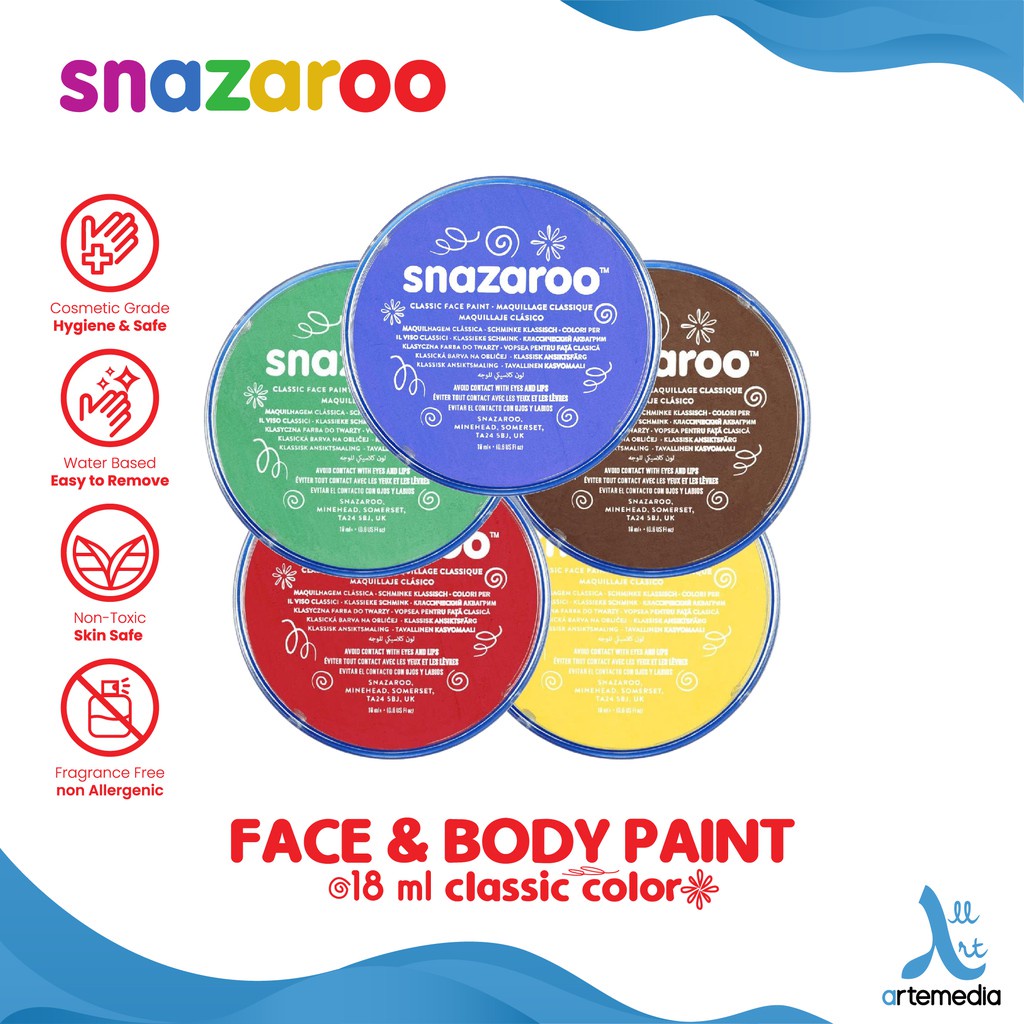 Snazaroo Face & Body Paint Classic Color 18ml Face Painting Water Based Non Toxic Cat Wajah & Cat