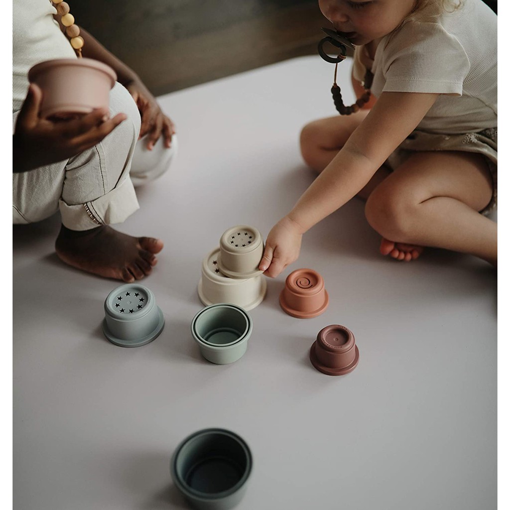 Mushie's Stacking Cups Mushie - Made in Denmark Educational Montessori Toys Mainan Cup Anak Mangkuk