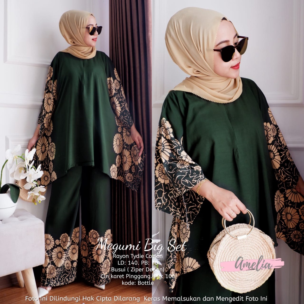 Setelan Rayon Tie Dye Lengan Panjang Megumi Big Set Jumbo Ld 140