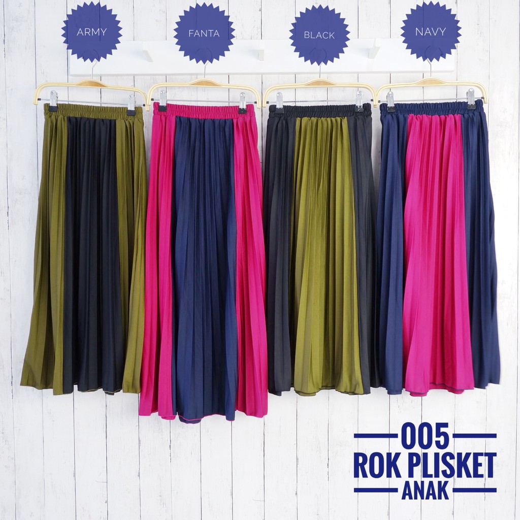 ROK PLISKET ANAK KOMBINASI 005 PRISKET ANAK PANJANG PLEATED SKIRT FLARE SKIRT MAYUNG FLOWY REMPEL