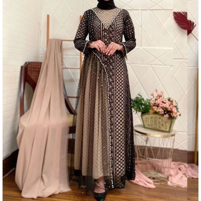 baju gamis wanita dress muslim terbaru Gamis Premium by ozias tile motif miringBrukat halusGamis ko 