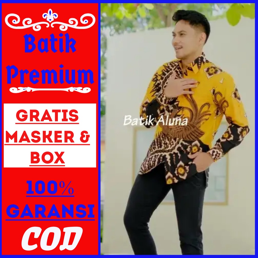 Batik aluna premium kemeja kondangan pesta lamaran kerja kantoran pns guru pria lengan panjang moder