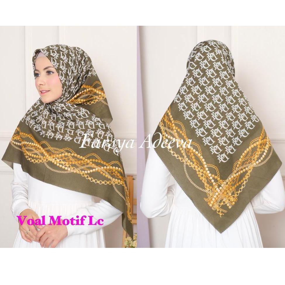 {H-ODE} {☛} TERBARUU!! Hijab Voal Motif RANTAI DIOR series / kerudung segiempat voal motif / kerudun