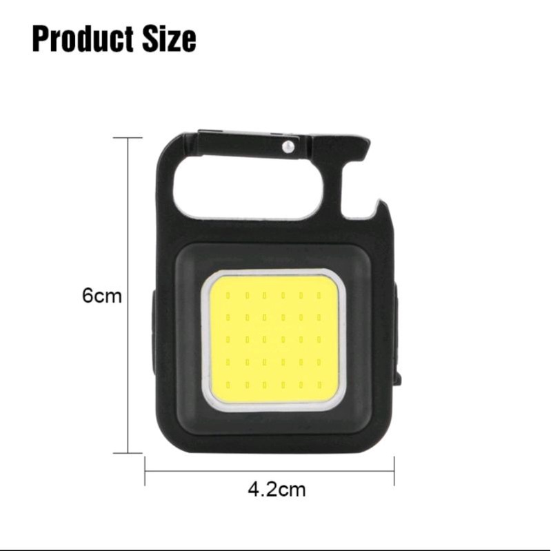 Lampu Senter Mini COB LED USB Rechargeable Gantungan Kunci Tas Senter Camping Keychain Light Multifungsi