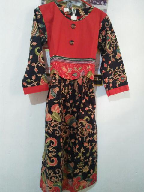 Qnunbatik Batik Keluarga/family Gamis Muslim Azizah Gentong Hitam