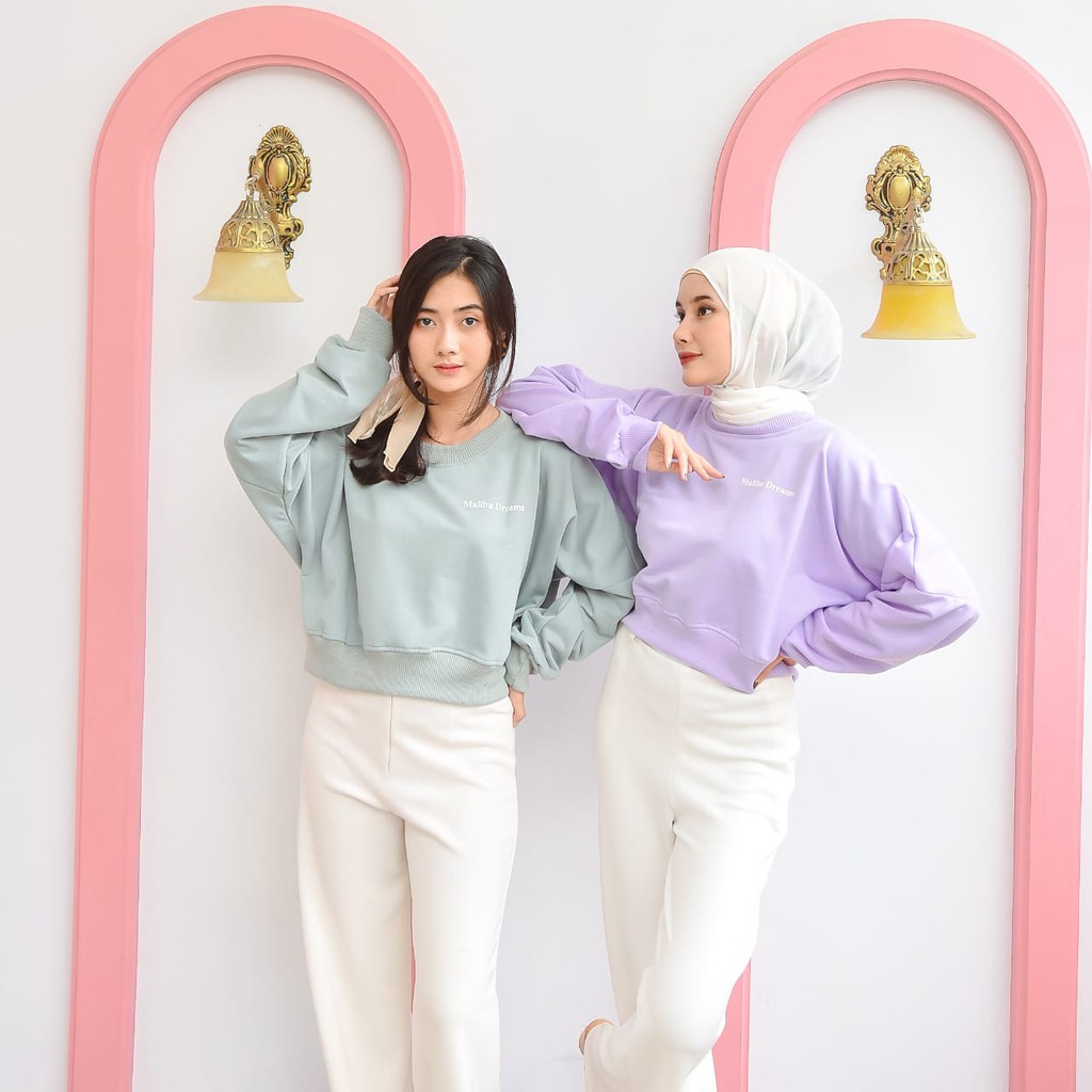 sweater wanita MALIBU DREAM OVERSIZE bahan fleece hnm