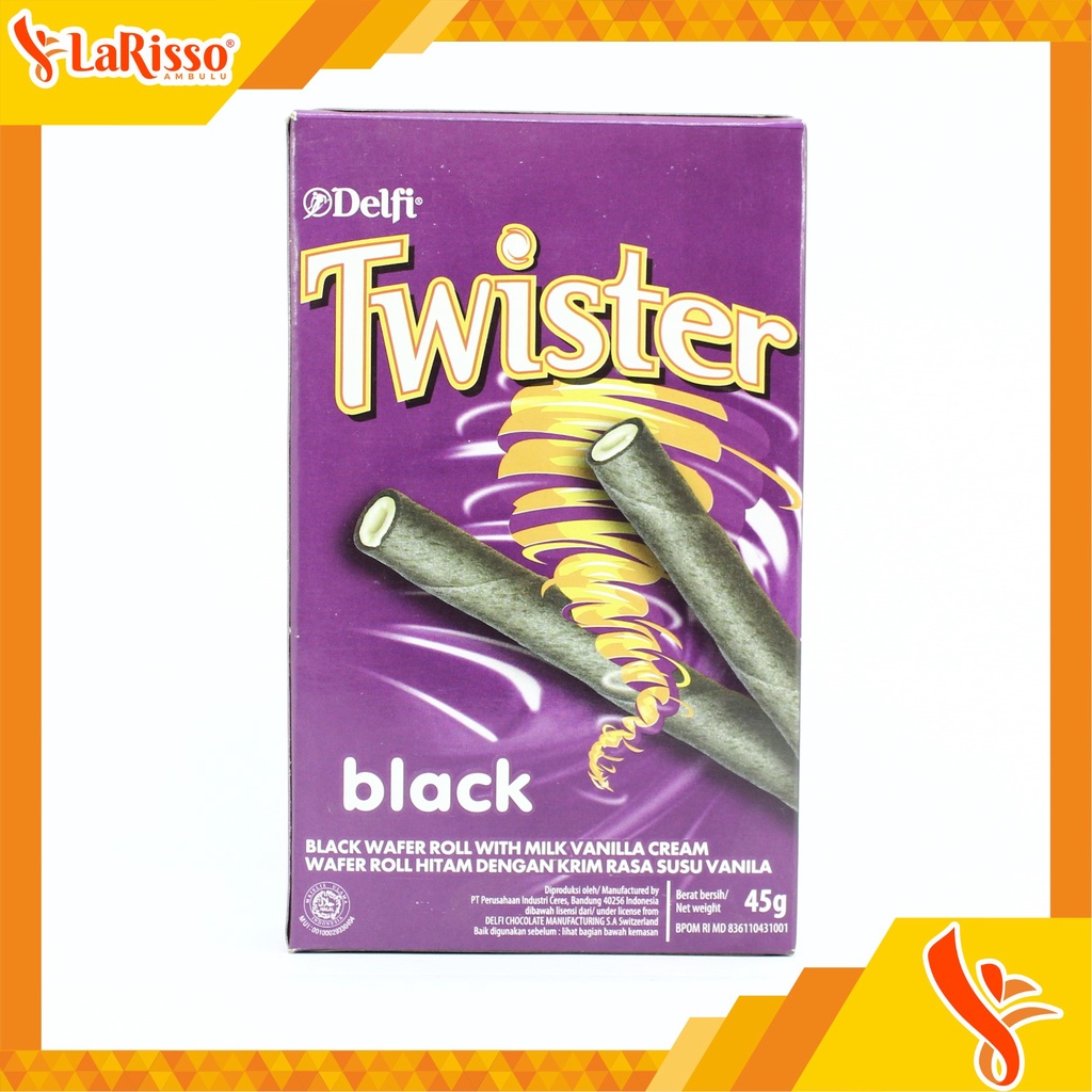 

DELFI TWISTER BLACK WAFER ROLL 45GR CREAM MILK VANILA