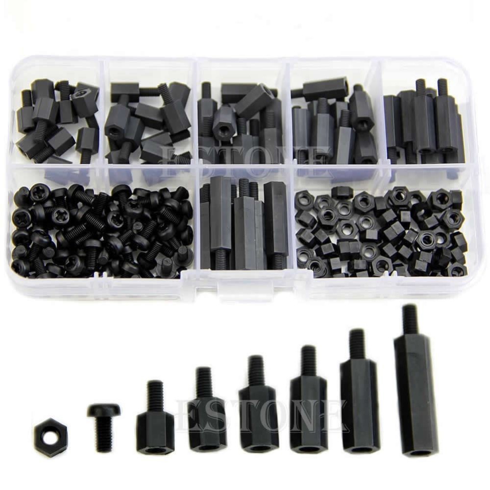 gs8a xhhd set stand-off spacer kit nylon m3 180 pcs - m3 - black Or-i