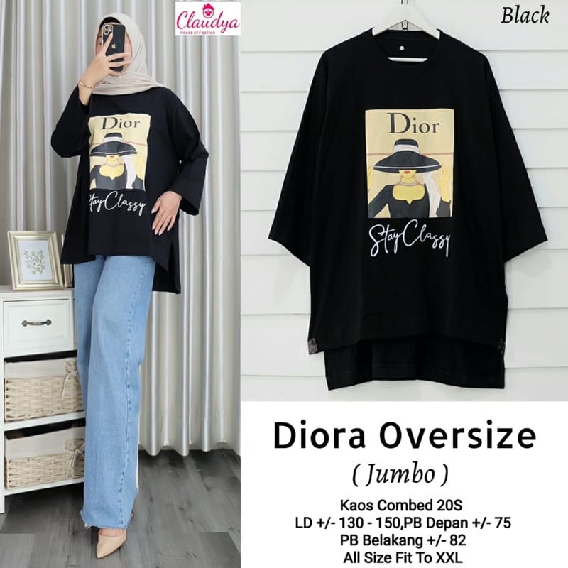 Baju Atasan Wanita Terbaru Diora Kaos Oversize Ld120 Blouse Wanita Bahan Combed Aplikasi Sablon