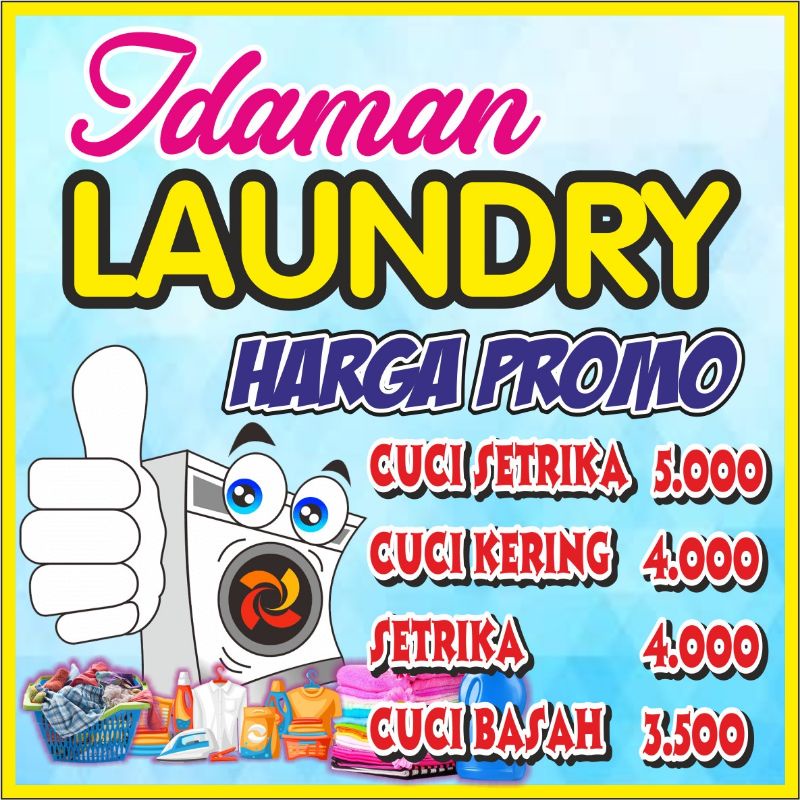 [COD] CETAK SPANDUK LAUNDRY/BANNER LAUNDRY BISA REQUEST UKURAN DAN DESAIN FREE DESAIN