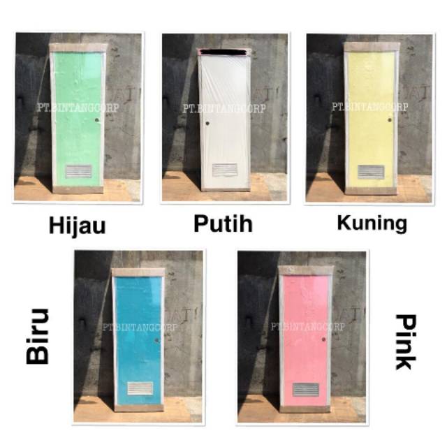 Pintu Kamar Mandi Pvc Plastik Hijau Putih Kuning Biru Pink Urat Kayu