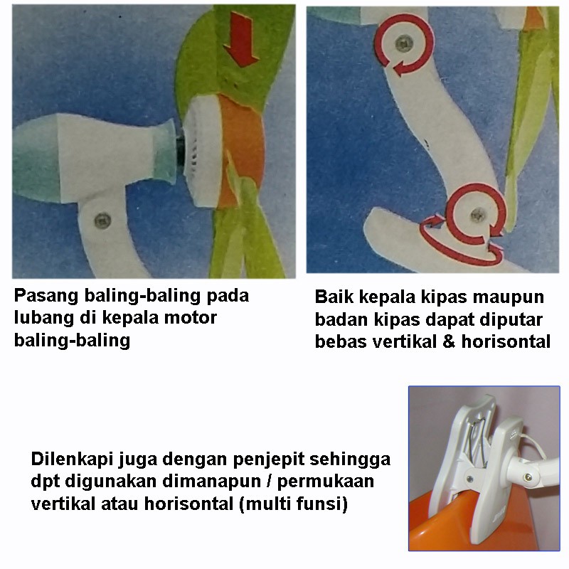 KIPAS ANGIN JEPIT / PORTABLE / MINI FAN JEPIT 18WATT JM-389 JIAMEI