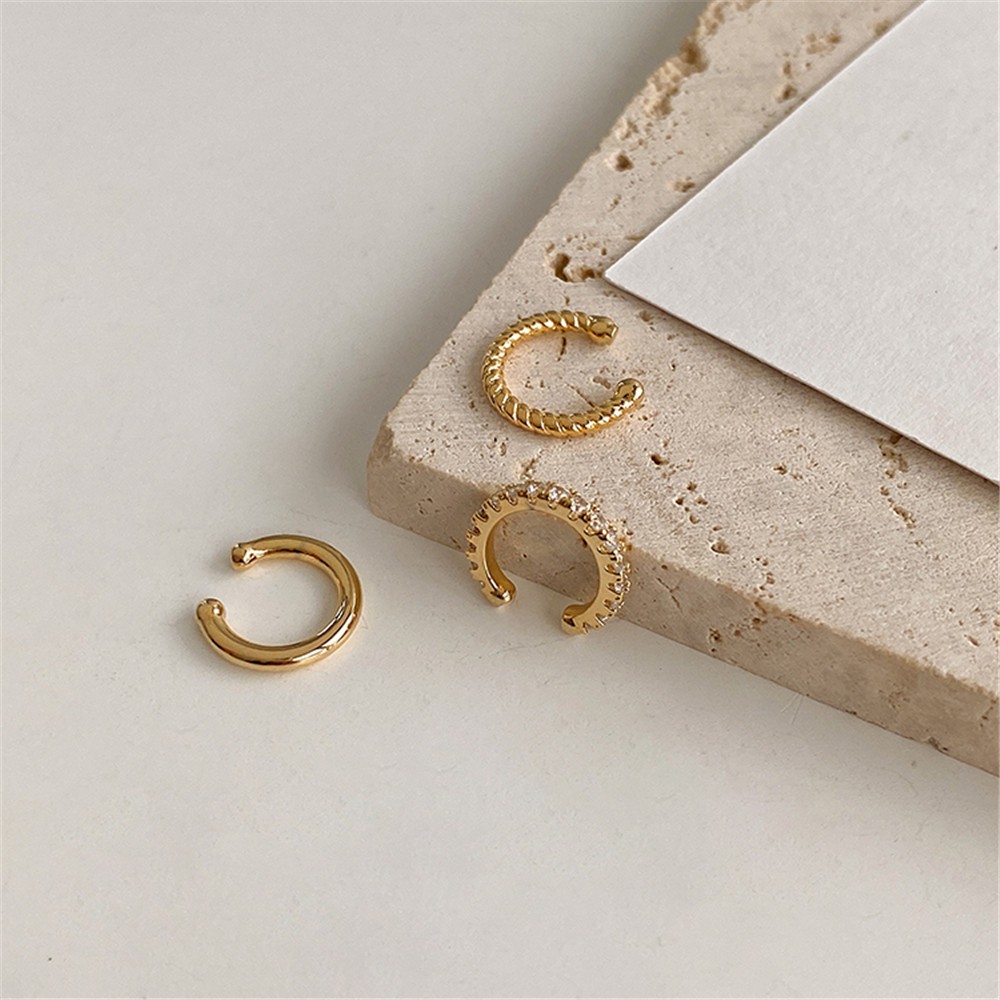 【COD Tangding】3pcs/set Ear Bone Clip Retro Cold Personality No-pierced Zircon Fashion Ear Jewelry