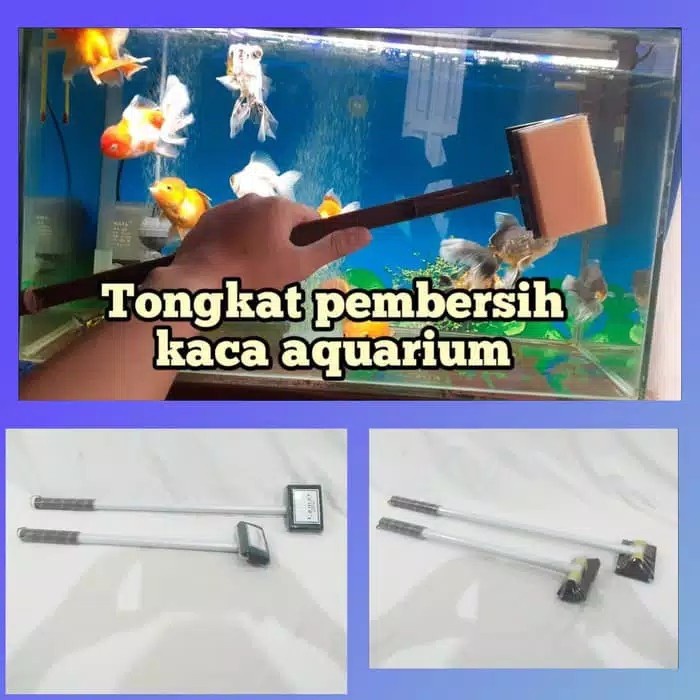 NEW Pembersih Sikat Gosokan Kaca Aquarium Gagang Paralon