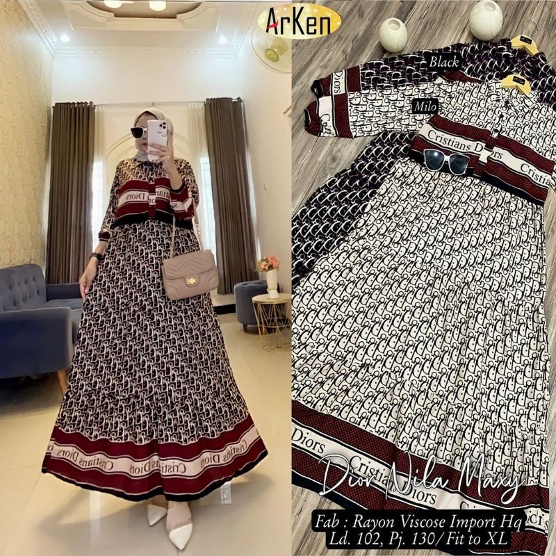 COD - Asmiranda Maxy Gamis Muslim Aurora Dress Shakila Aksen Renda Brukat Import Ld  110 Fit S - XL ( Free Bros ) Fashion Maxi Wanita Pesta Kondangan Modern Termurah Terlaris-KC diors HITAM