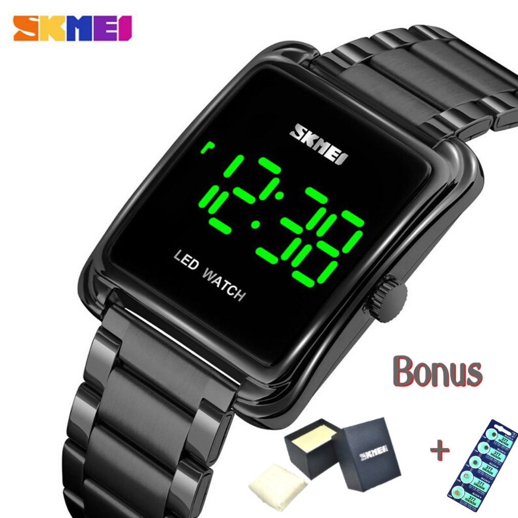 Jam Tangan Pria SKMEI 1505 Rantai Steinless Digital Time | Jam Tangan Pria Wanita Kotak Digital Touc