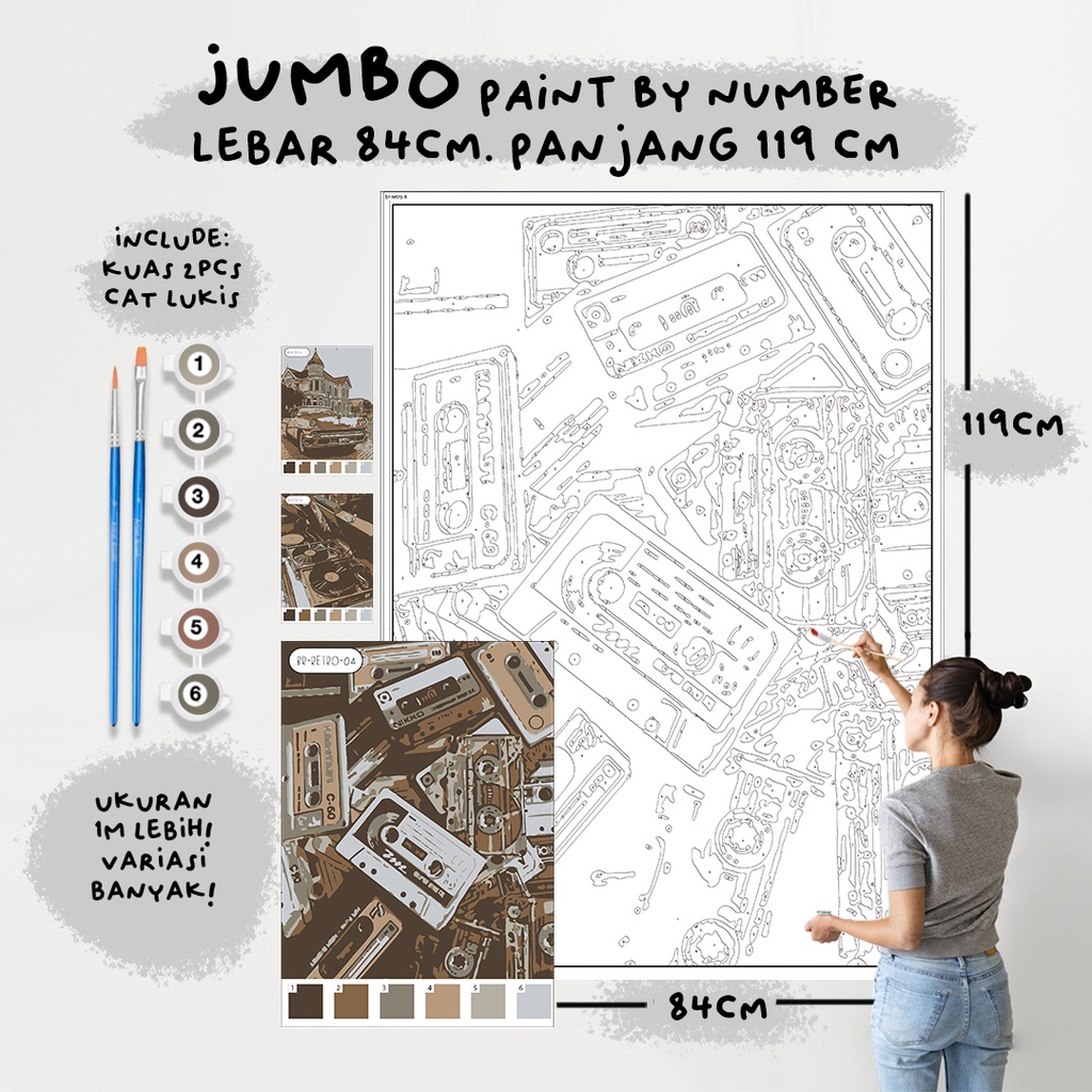 

JUMBO Paint By Number Kit, RETRO VERSE 2 paint by number besar a0