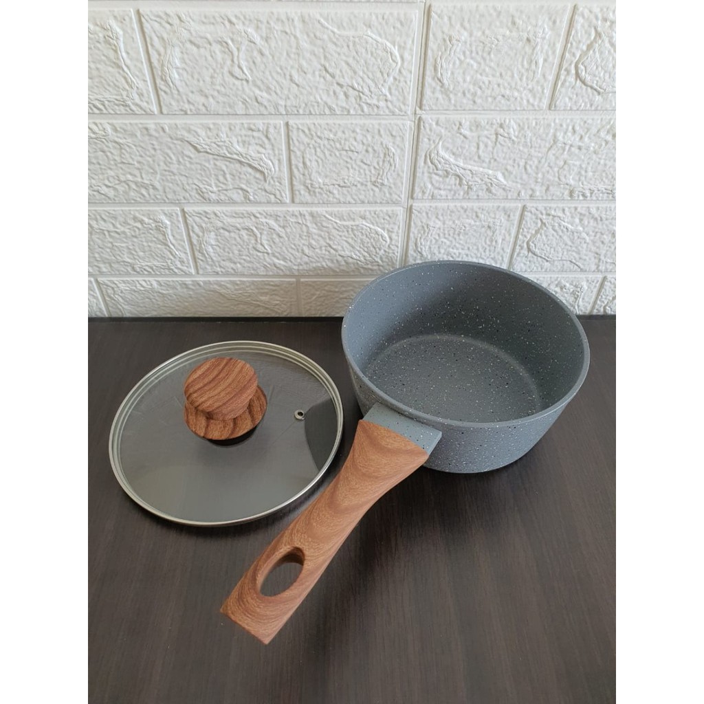 HONEY KITCHEN SN-018 Sauce Marble Pan 18cm LID Tutup Kaca Anti Lengket