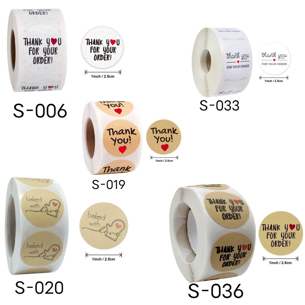 

BAKINDO 1 Roll (500pcs) Stiker Label 2.5cm stiker Thank you for your order untuk cookies packaging