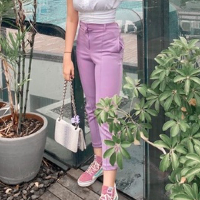 preloved lilac pants celana panjang