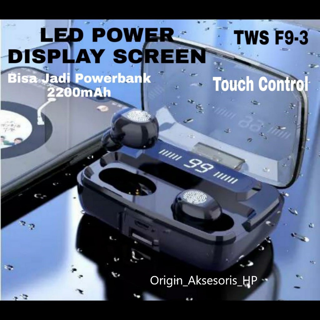 Headset Bluetooth LED TWS F9-3 Touch True Wireless Headset