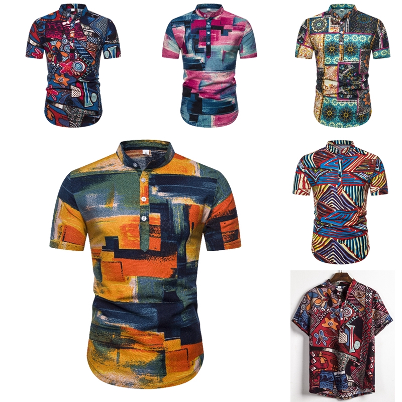 Kemeja Batik Pria  Lengan Pendek Slim  Fit  Polo Kaos  