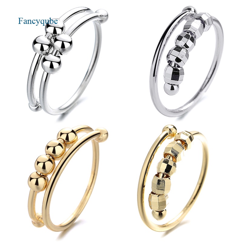 Anxiety Ring Anxiety Fidget Spinner Rotatable Beads Ring Dainty Cute Trendy Jewelry For Women