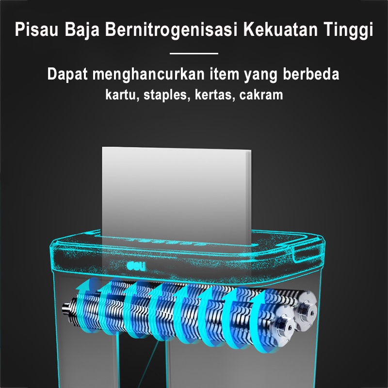 Deli Mesin Penghancur Kertas Elektrik 1 Tahun Umpan Otomatis Alat Penghancur Kertas Cakram Kartu Pisau Baja Nitrida 12L A4 5 Lembar Penghancur Kertas Paper Shredder