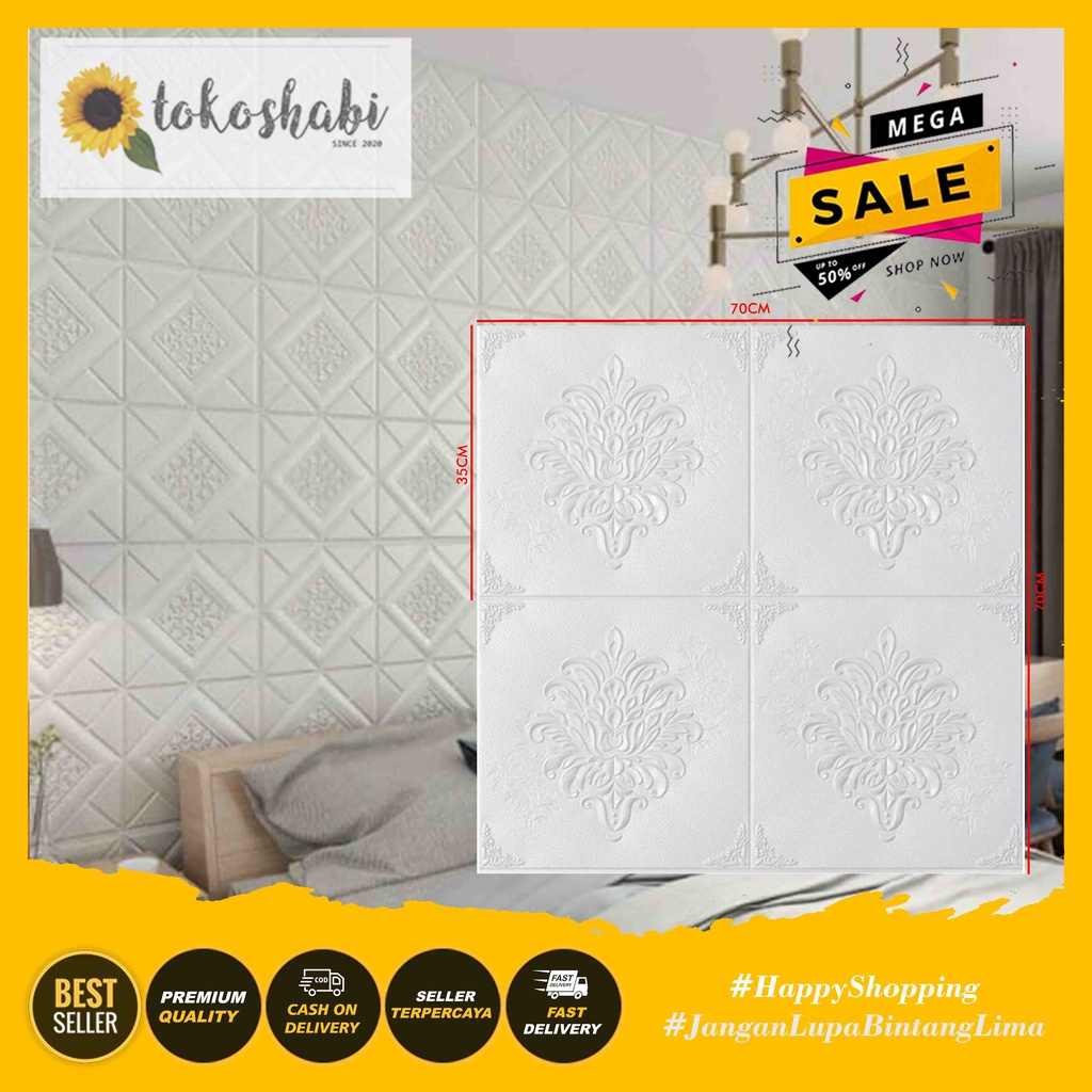 Wallfoam Sticker 3D Modern Foam Wallpaper Dinding Karakter Motif Batik Clasic