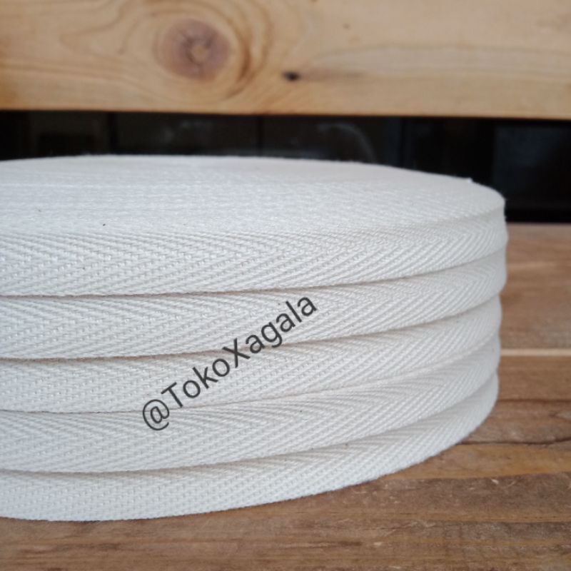 Tali Webbing Pelipit Tas 1.0 Cm Katun Putih Tulang