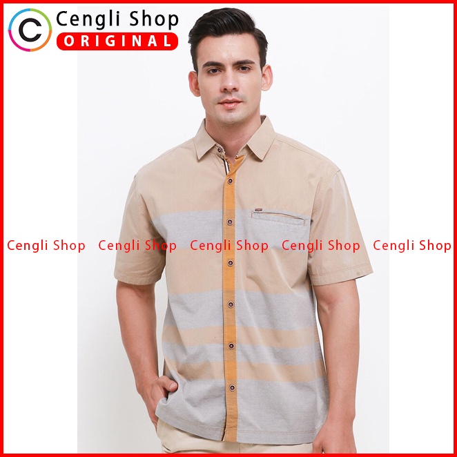 BAJU KEMEJA PRIA CARDINAL ORIGINAL CASUAL LENGAN PENDEK COKLAT CA01