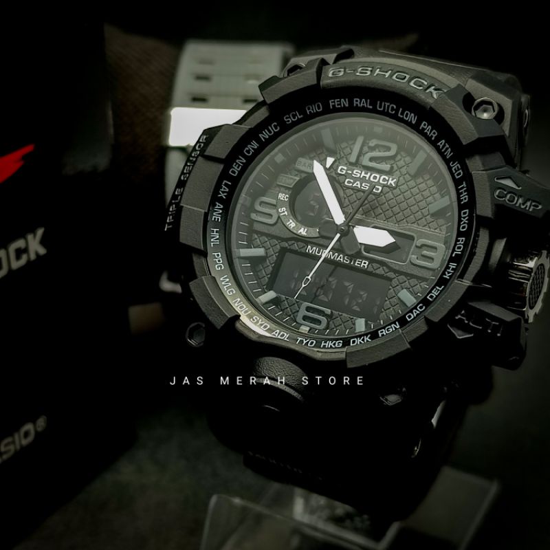 JAM TANGAN PRIA CASIO G-SHOCK ABU - ABU GWG 1000  EXLUSIF TALI HITAM DUALTIME TAHAN AIR GRADE A+