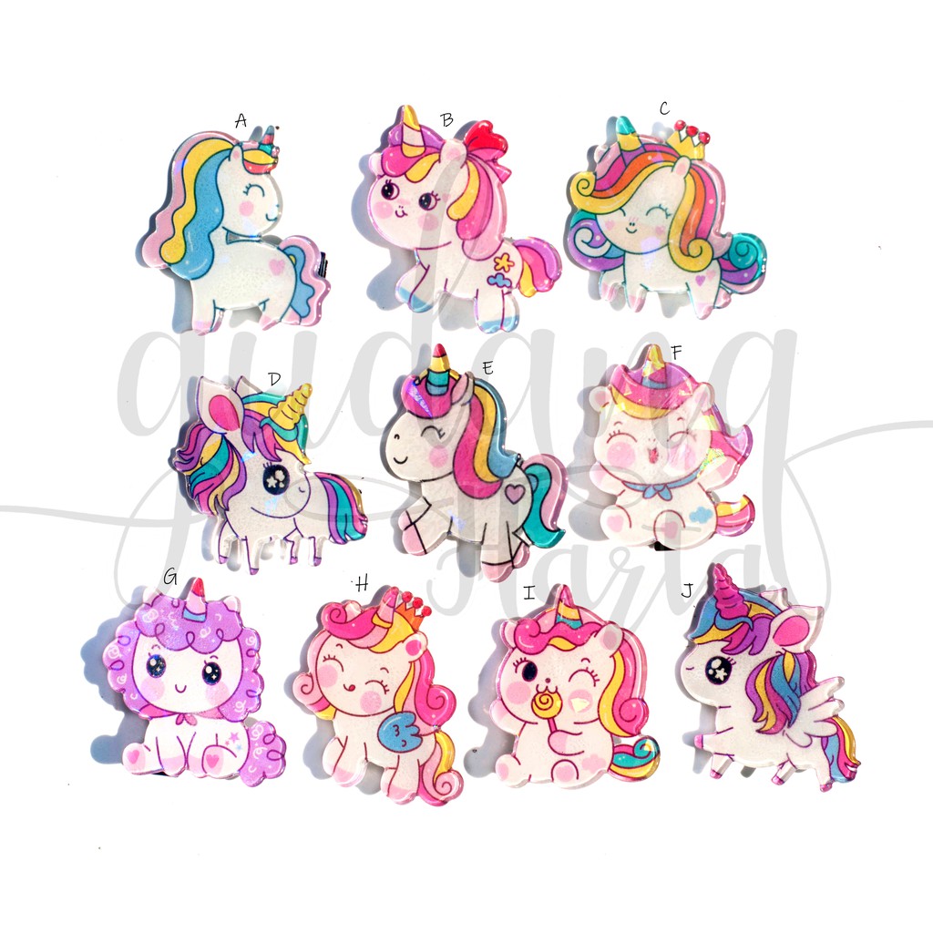 Jepit Rambut Unicorn Kilap Hairclip Kuda Poni Imut Unik GH 201183