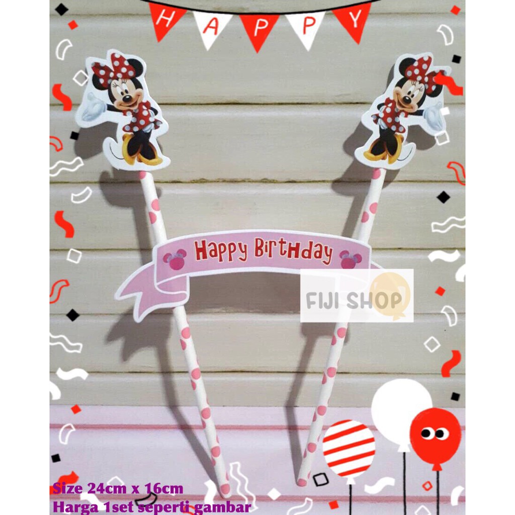 Cake Topper / Hiasan Kue Ultah / Topper Cake Karakter Minnie Mouse
