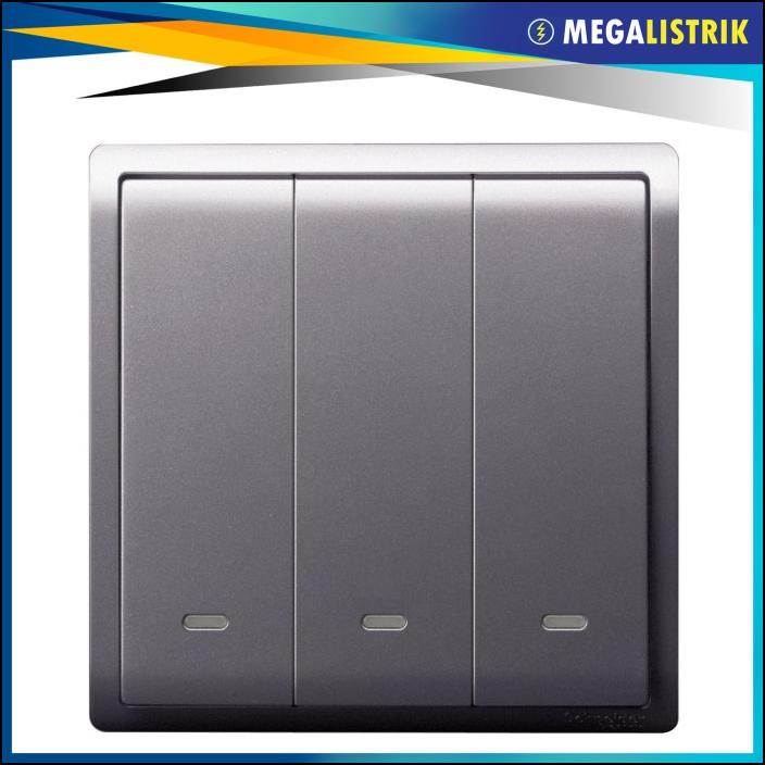 SAKLAR - SCHNEIDER SAKLAR TRIPLE HOTEL 3 GANG 2 ARAH PIENO LAVENDER SILVER