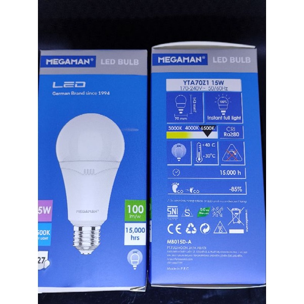 MEGAMAN LAMPU BOHLAM LED 15 WATT PUTIH,SNI