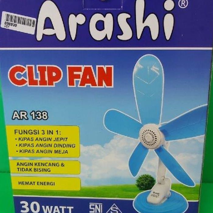 Kipas Angin Jepit Arashi 30 Watt AR 138 Clip Fan 3in1