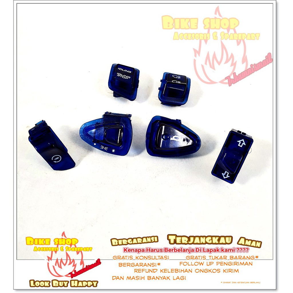 Saklar Set Switch Motor Honda Beat Vario Scoopy Biru Transparan