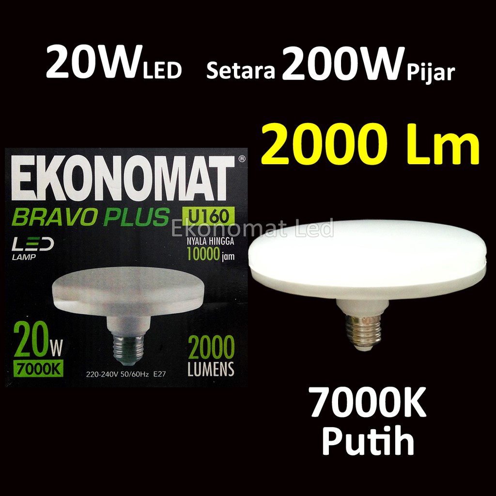 Jual Ekonomat Bravo UFO 20w 2000Lm Putih 7000K Lampu LED Ring Donat FCL