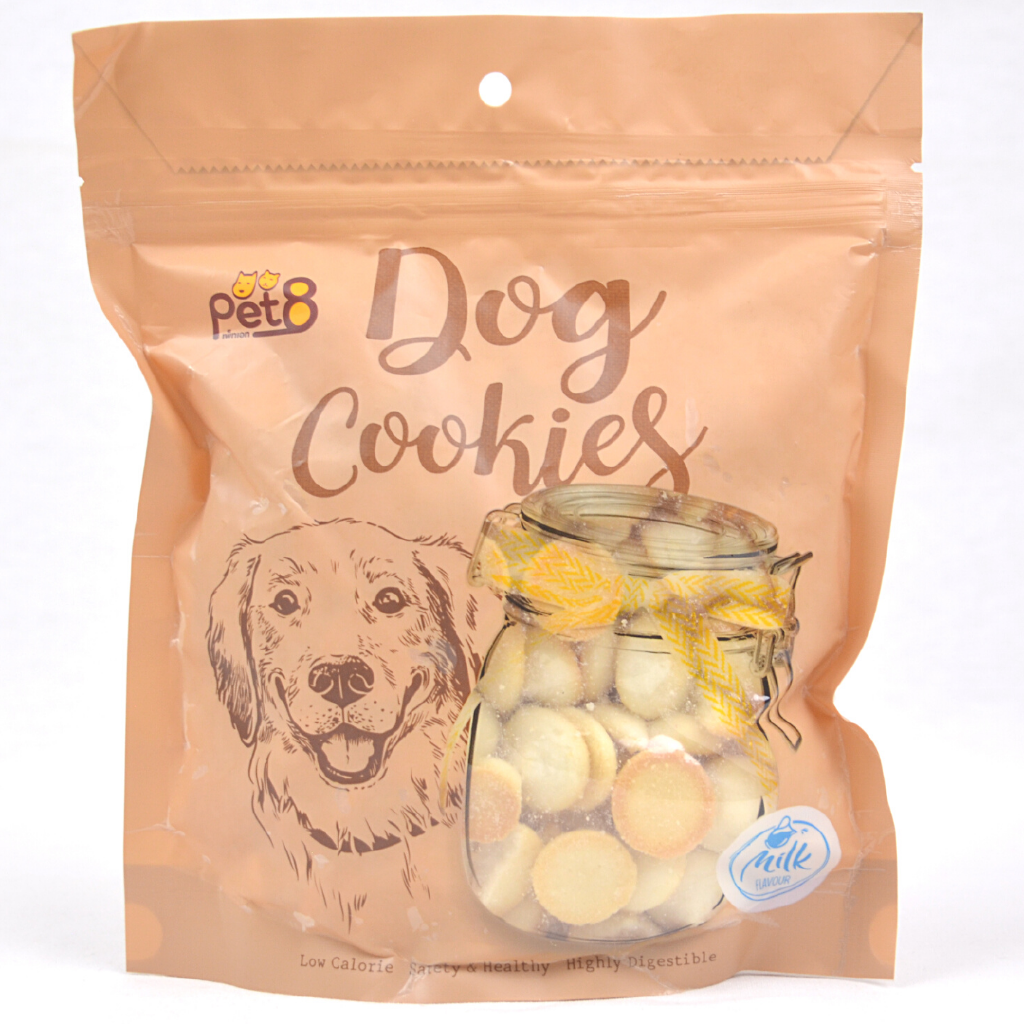 

PET8 Snack Anjing Dog Cookies BUTTON Milk 300g